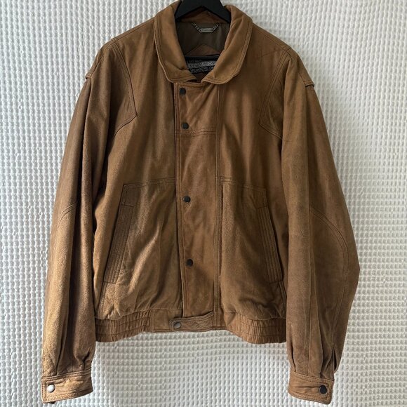Vtg Members Only brown leather retro grunge streetwear bomber jacket men's 44/L
